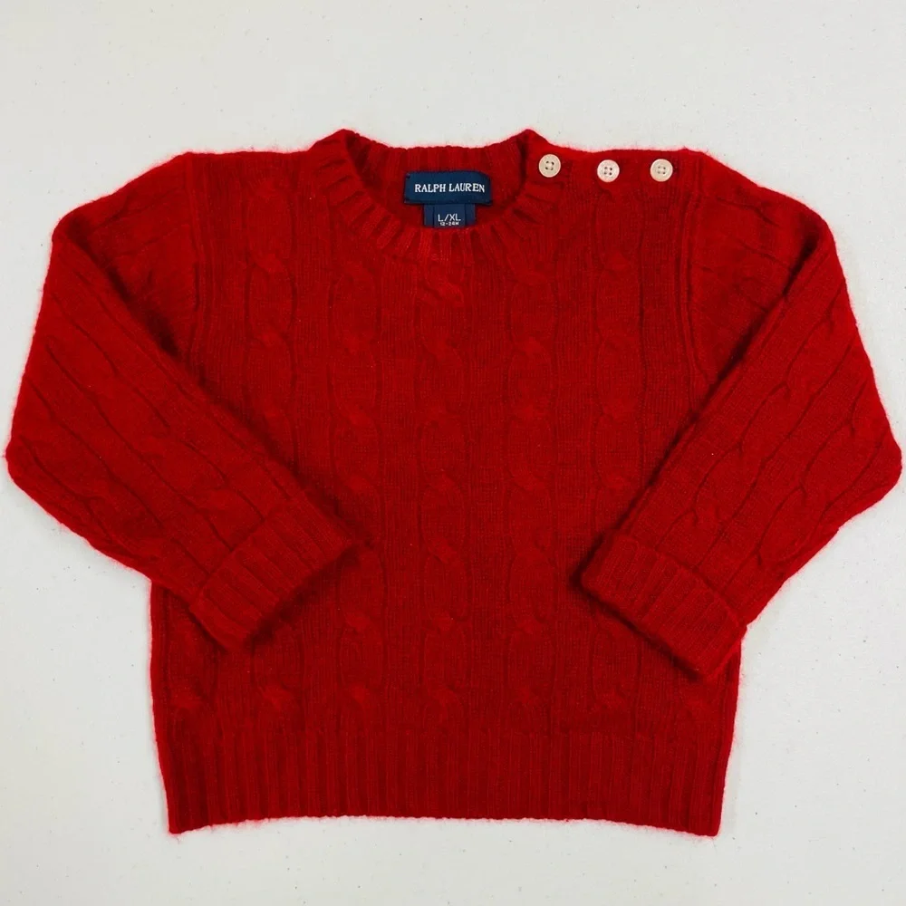 Ralph Lauren Cashmere Sweater Boys L/XL 12-24M Girls The Iconic Cable-Knit Polo